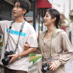 Camera strap - rainbow pearl