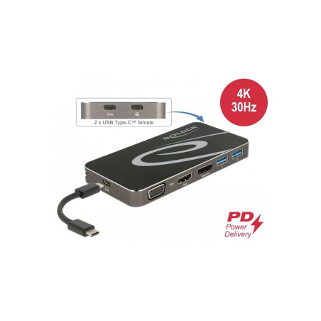 USB Type-C 3.2 Dockingstation 4K HDMI DP / 1080p VGA, USB Hub und PD 3.0