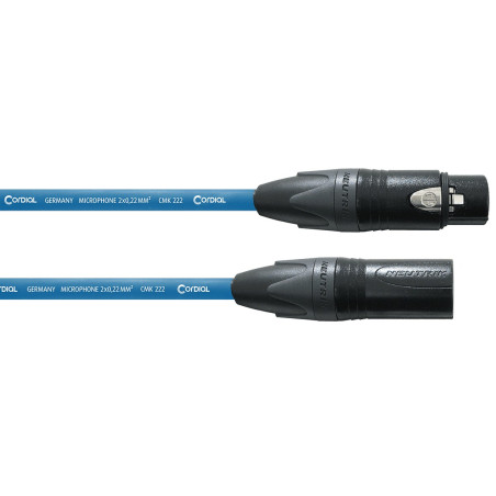 Symétrique Standard - XLR mâle/XLR femelle - 10m bleu Sy CORDIAL