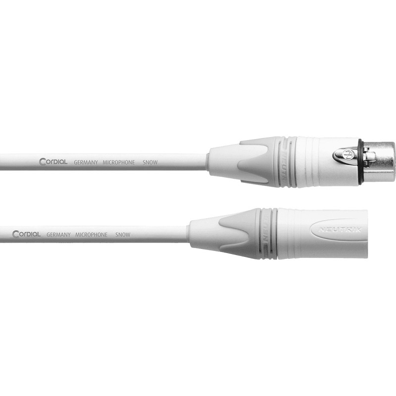 Symétrique - XLR mâle/XLR femelle - 10m blanc Symétrique - XLR mâle/XLR femelle - 10m blanc