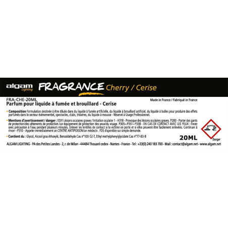Pour liquide à fumée et brouillard - Cerise - 20ml Pour