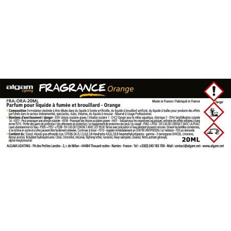 Pour liquide à fumée et brouillard - Orange - 20ml Pour