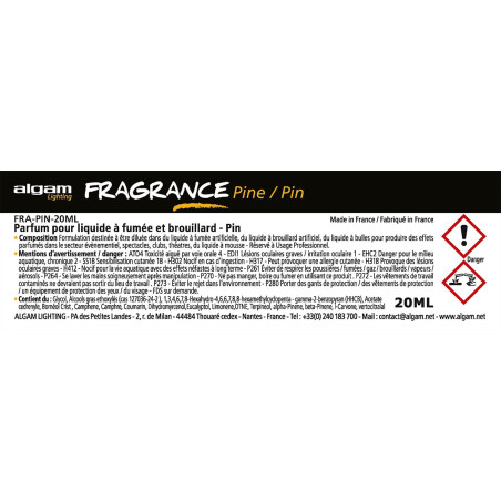 Pour liquide à fumée et brouillard - Pin - 20ml Pour liq