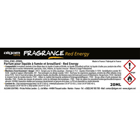 Pour liquide à fumée et brouillard - Red Energy - 20ml P