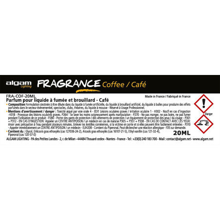 Pour liquide à fumée et brouillard - Café - 20ml Pour li