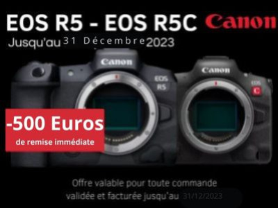 Canon EOS R5 et/ou R5C, -500€ de remise immédiate